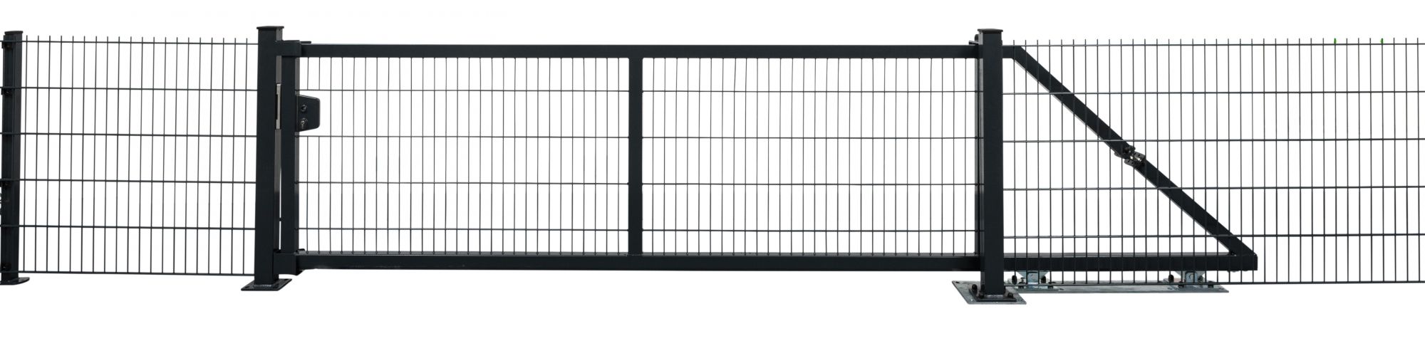 Freitragendes Schiebetor Stabmattenfüllung 6/5/6