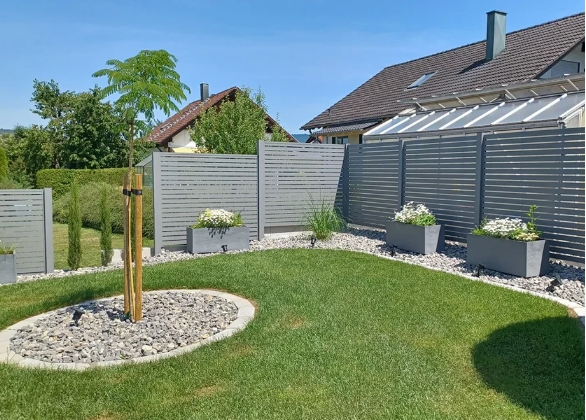 Aluminium Lamellenzaun Anthrazitgrau 180x180