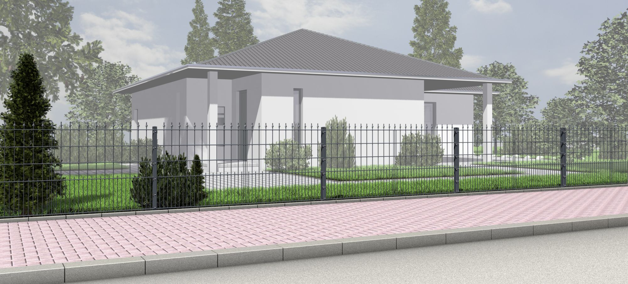 Schmuckzaun gerade mit Spitze 