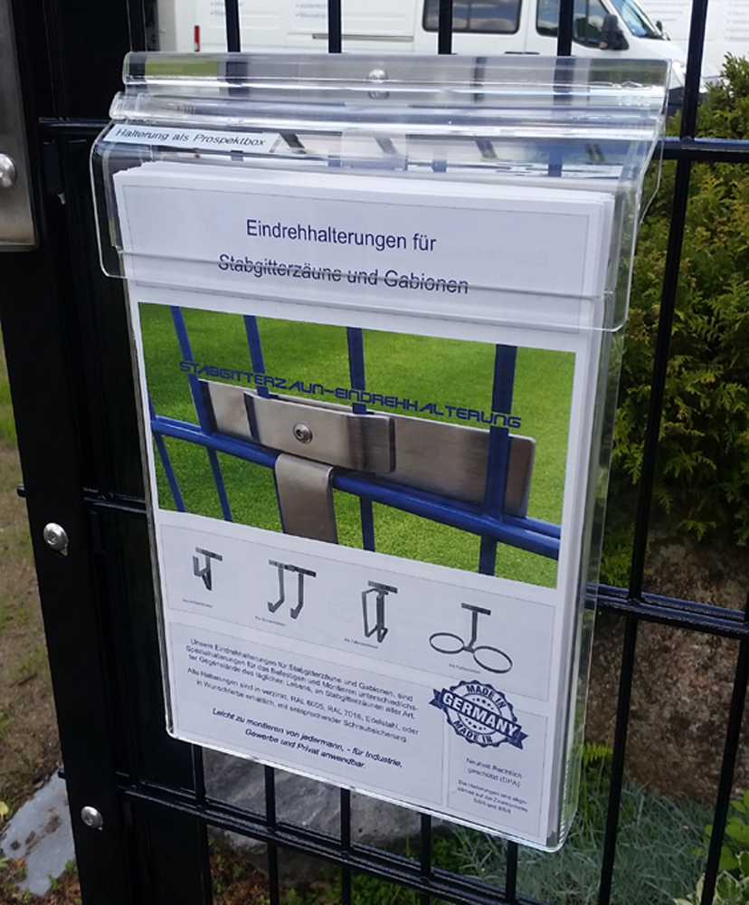 Eindrehhalterung inkl. Prospekthalter DIN A4