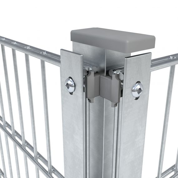 Eckpfosten verzinkt Doppelstabmatte mit Abedckschiene